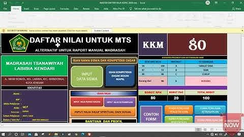 APLIKASI RAPOR KOPEL MADRASAH 2020 JENJANG MTS | RAPOR MANUAL EXCEL | PANDUAN GURU MAPEL FREE #1