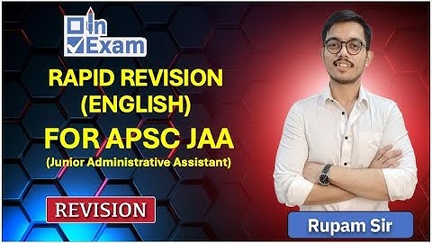 APSC JAA RAPID Revision General English Class-1@InExamOfficial ​