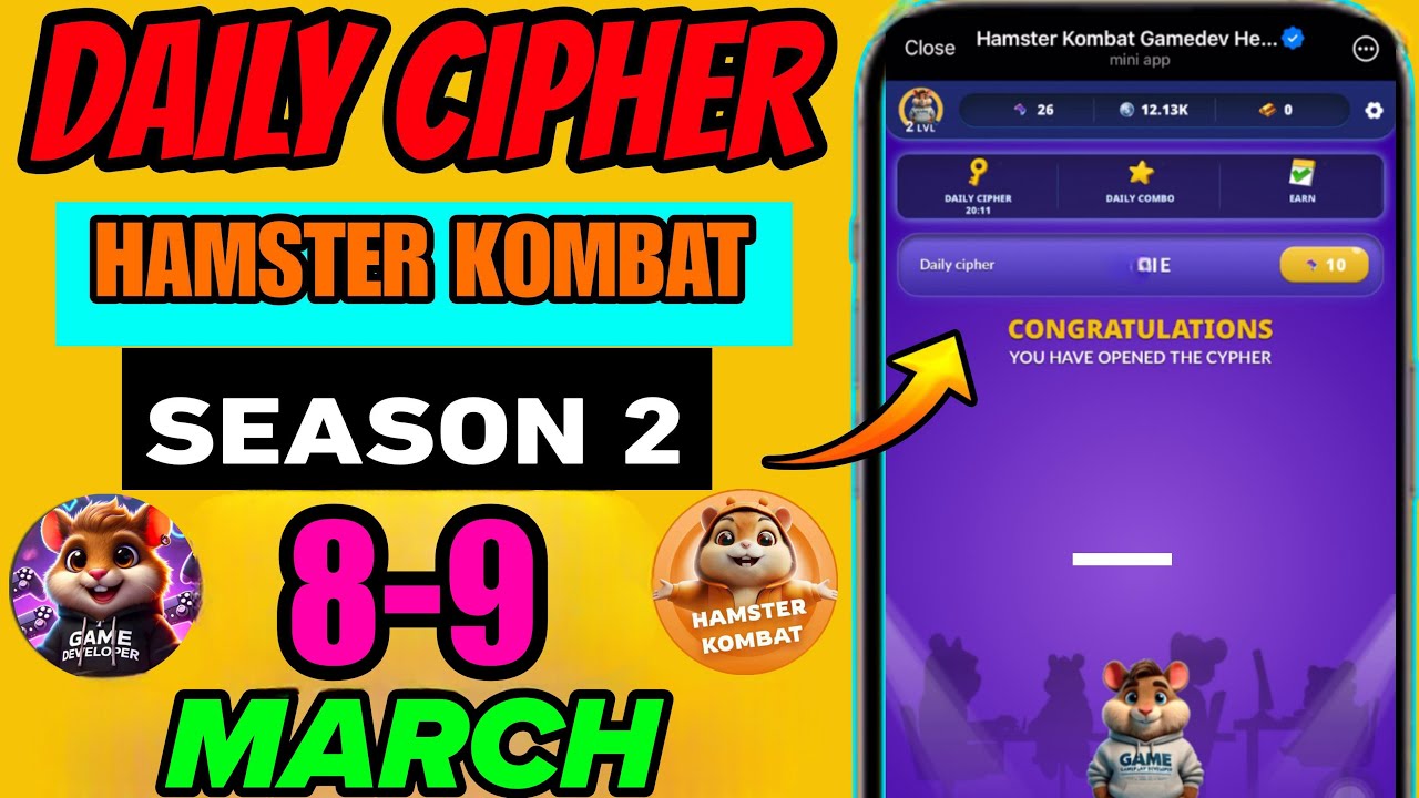 Hamster Kombat Dev Game Daily Cipher 9 March | Hamster Kombat Daily ...