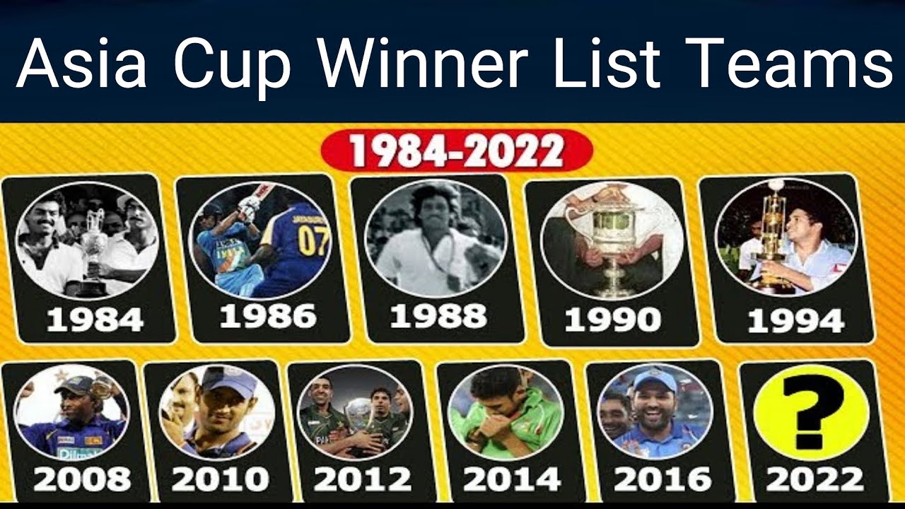 Asia Cup Winner List 1984 To 2022 Urdu Channel YouTube