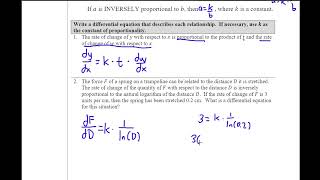 AP Calculus 7.1: Modeling Situations with Differential Equations