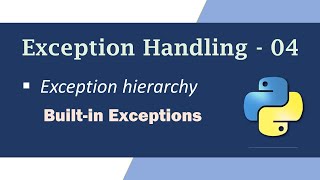 Exception Handling in Python | Exception Hierarchy in Python | Exceptions in Python