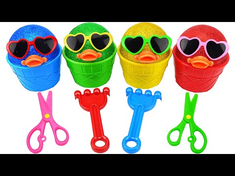 Satisfying ASMR l How To Make Playdoh Ice Cream Cups Duck Surprise Eggs Cutting ASMR #78