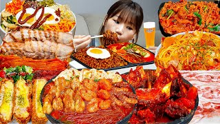 Sub)Real Mukbang- Мой лучший выбор кулинарных ,поедающих видео👩🏻‍🍳 Острая лапша, ттокпокки🔥KOREAFOOD