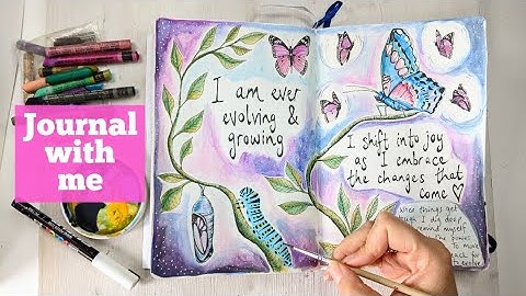 Evolving! Draw and Paint with me! Full Journal spread from a tarot card reading (music - no talking)