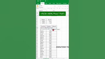 Pass /Fail Excel Formula of USE ||#ytshorts