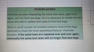 Software Testing - Principles of S/W Testing - Pesticide Paradox