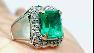 Review Harga Batu Zamrud From Colombia || Vivid Green 3.65 Crt || Gold Diamod Ring || GRI Sertifikat. 