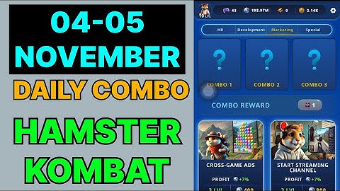 HAMSTER KOMBAT GAMEDEV DAILY COMBO | HAMSTER KOMBAT DAILY COMBO | 04 NOVEMBER HAMSTER DAILY COMBO