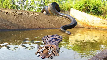 Big Cat Powerful Become Prey Of The Giant Anaconda - Wild Animal Attacks