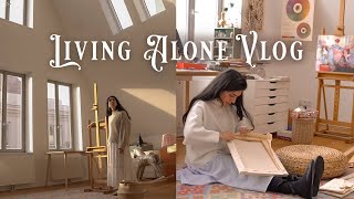 First Days alone in the new Art Studio  Living Alone Vlog