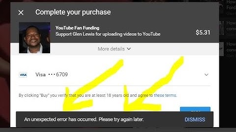 Fan Funding Error Message  An unexpected error has occurred  Please try again later