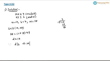 23. Solution of Linear Congruence 𝒂𝒙 ≡ 𝒃(𝒎𝒐𝒅 𝒎) part-1