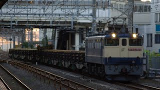 【いいジョイント音】EF65 2083+日鐵チキ9B 臨8087レ 越中島貨物行きレール臨貨 大船駅 通過