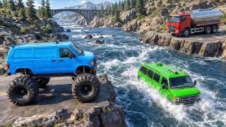 DEEP and Fast Flowing River vs CARS - Cars Crash Test Challenge in BeamNG Drive 2026! screenshot 3