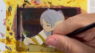Frieren from the anime Beyond Journey's End altered onto a Japanese print Rhystic Study
