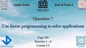 Finding maximum and minimum by linear optimization | Q7 P1 | 11A | EoT2 |