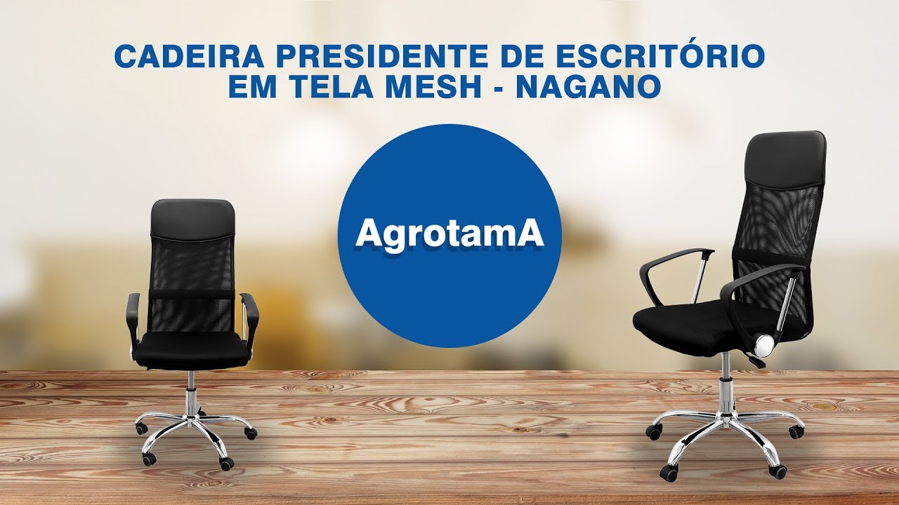 Cadeira Escritório Tela Mesh Base Giratória Preto - Nagano