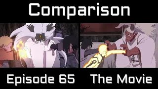 Naruto And Sasuke Vs Momoshiki Comparison Side By Side Boruto Anime Episode 65 Vs The Movie