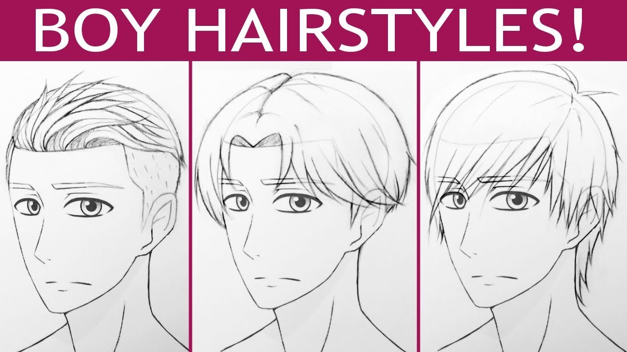 How to Draw 3 Manga Boy Hairstyles! - YouTube