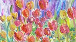 acrylic painting tulip garden fine