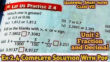 Learnwell smart Maths Class 7 Unit 2 Ex 2 .4 Solutions| Class 7 learnwell maths Ex 2.4 Solution Pdf