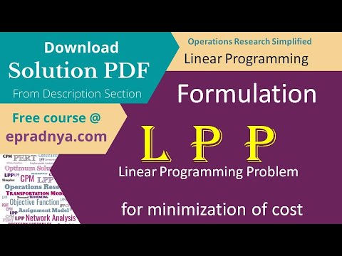 Formulation of linear programming problem for minimization of cost ...