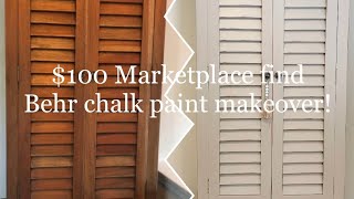 $100 Cabinet Makeover with Behr Chalk Paint in Rustic Taupe!  $1,900 Bramble Shutter Cabinet Dupe