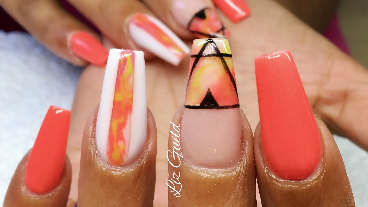 HOLIDAY ACRYLIC NAILS NOT POLISH LINE WORK YouTube