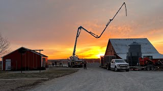 : Pouring concrete for our Robotic milking barn and bedding cows!