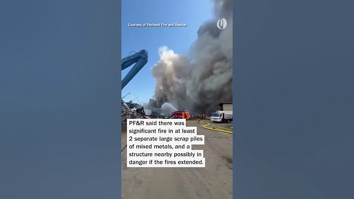 A four-alarm fire raged at a metal recycling facility in Portland