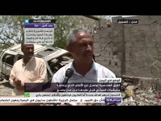 الفرق الهندسية تواصل نزع الألغام التي زرعتها ميليشيات الحوثي في عدن ولحج