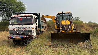 JCB 3dx Backhoe and Tata 2518 Truck Going To Dump Mud in Local Villages