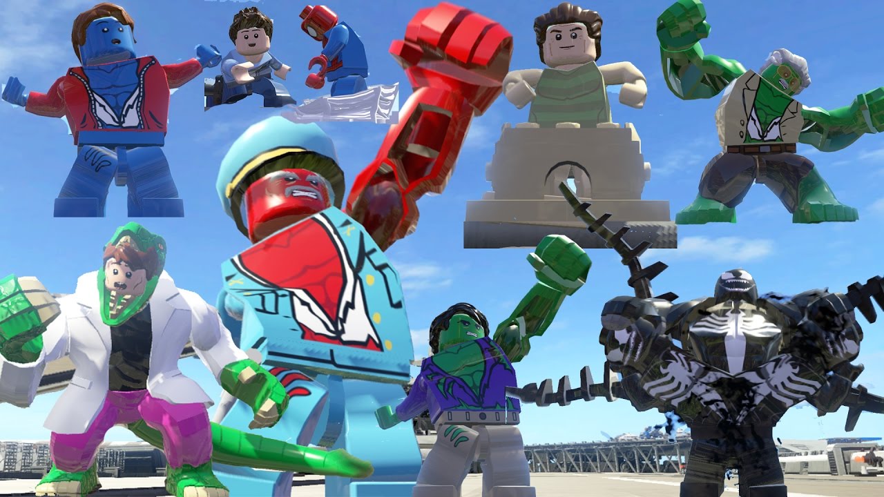 LEGO Characters Transformation(Hulk,RedHulk,A-Bomb,StanLee,Venom,Lizard,Spiderman,Sandman)