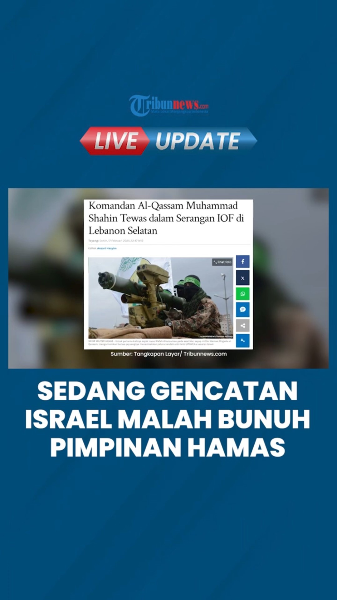 Drone ‘Israel’ Bunuh Komandan Al Qassam Muhammad Shahin dalam Serangan IOF di Lebanon Selatan