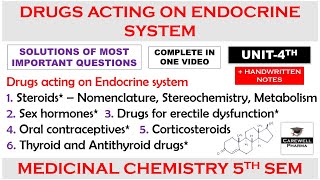 Solution Unit 4 || Drugs acting on Endocrine System (complete) || Medicinal chemistry 5th semester screenshot 4