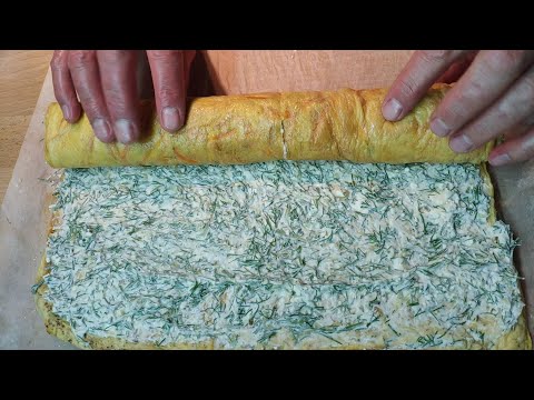 РУЛЕТ ИЗ ОМЛЕТА. Простой рецепт Вкусного Яичного Рулета с Сыром