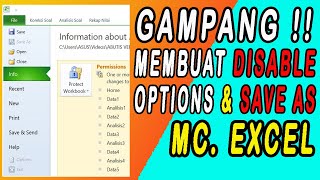 CARA DISABLE OPTIONS DAN SAVE AS DI EXCEL