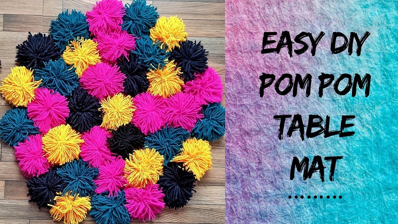 How to make table mat from wool DIY Pom Pom Rug How to make Pom Pom