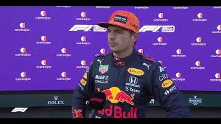 Max Verstappen post qualifying interview - 2021 Azerbaijan GP (Baku)