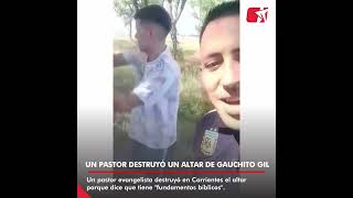 A shepherd destroyed an altar of Gauchito Gil.