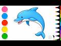 Learn Colors and Shapes | Cute Dolphin Drawing and Coloring for Toddlers