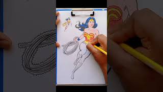 Coloring Beautiful  Woner Woman ✍️✍️🔥🔥 #coloring #wonderwoman #beautiful #art #superhero #shorts