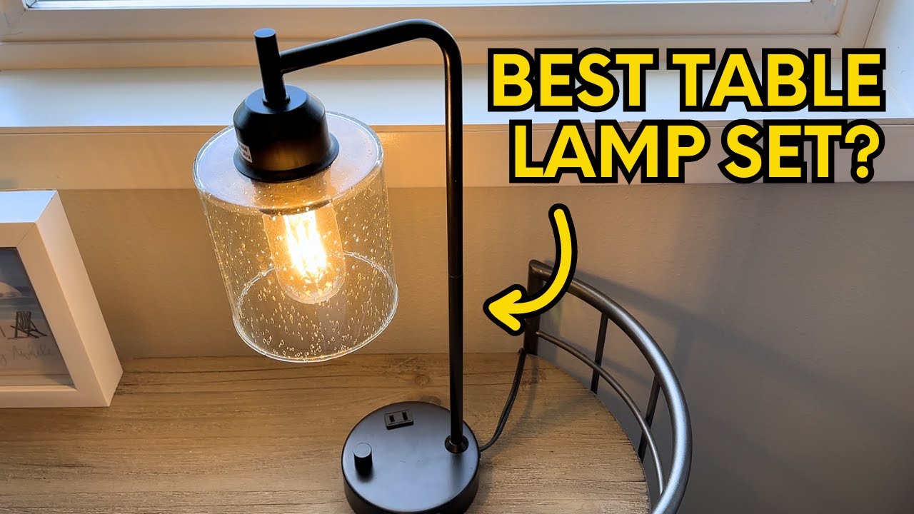 Modern Table Lamp With Usb A+C Ports Outlet, Bedside Desk Lamp
