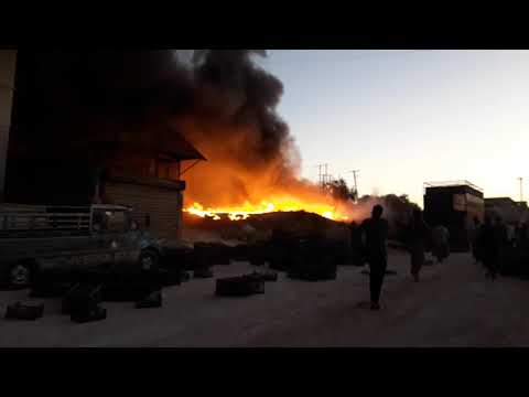 ادلب حريق قرب دوار الفلاحين