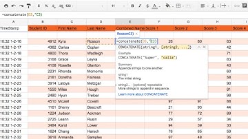 Concatenate Function in Google Sheets