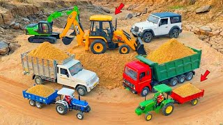 JCB 4DX Loading Sand in Tata Truck Tractor &amp; Indian truck | JCB Cartoon DABBU TOY 