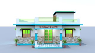 INDIANSTYLE VILLAGE HOME PLANS AND DESIGN WITH 4 BEDROOM, 34 by 30 3d village house design 