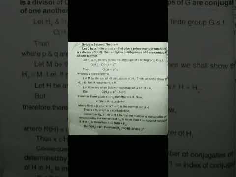 B.sc./B.A/M.sc/M.A/Groups/Sylow's 2nd Theorem#study