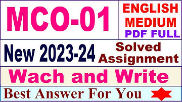 MCO 01 solved assignment 2023-24 in english / mco 01 solved assignment 2024 / ignou mco 01